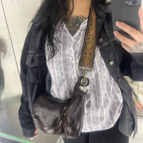 Embroidered Adjustable Guitar Strap For Purse - Black, Brown and Gold - Picture 9 of 10